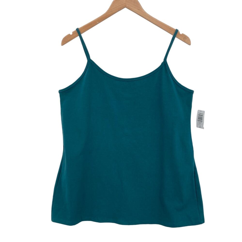 Torrid Foxy Cami Top Womens Size 3 Deep Teal Stretch Spaghetti Straps Scoop Neck